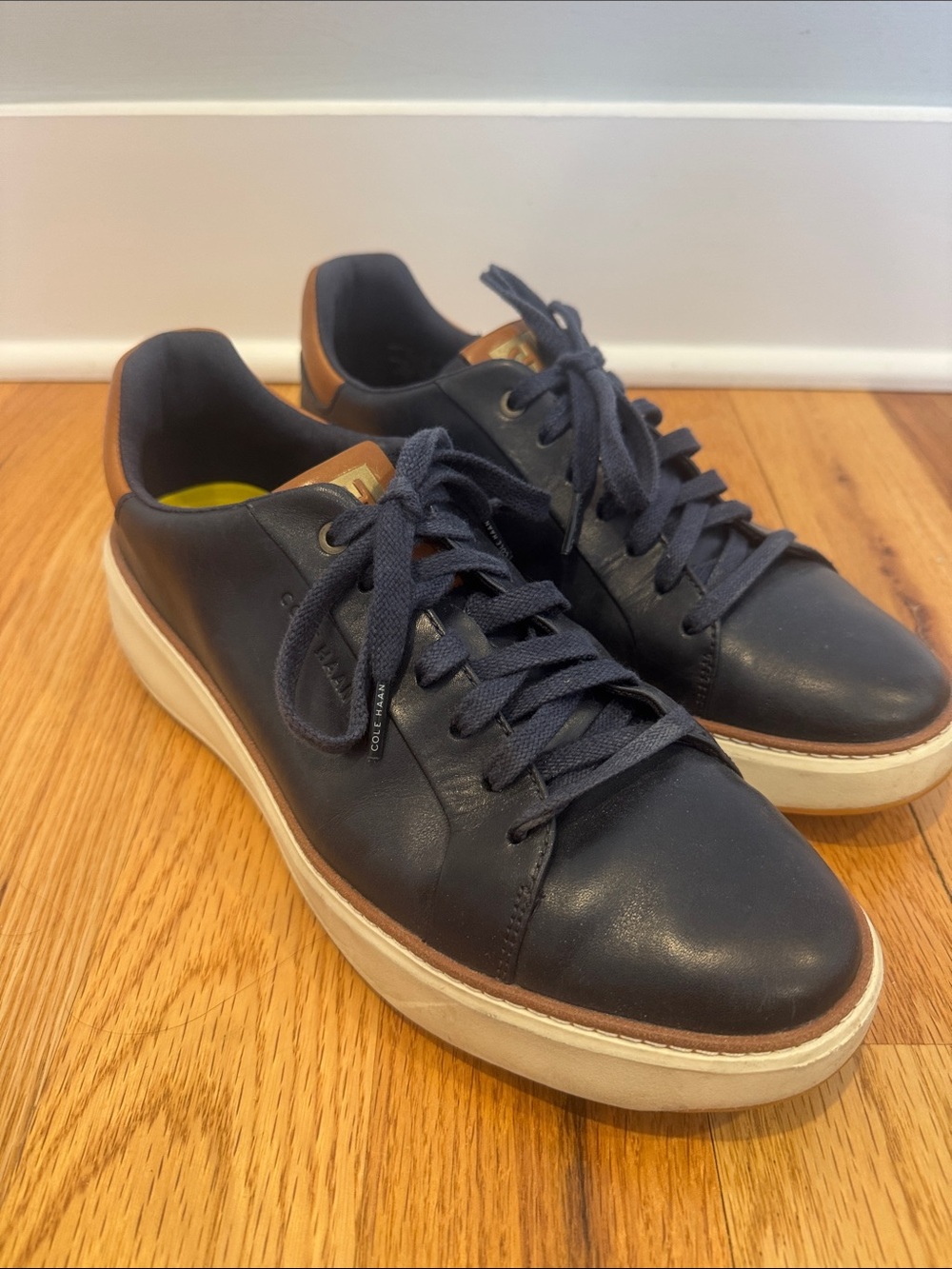Cole Haan Navy Leather Low-Top Sneakers with White Trim